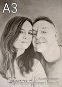 Portret ze zdjęcia  A3, 2 osoby, ołówkiem
