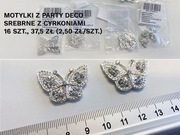 Ozdoby Aplikacje Motylki srebrne z cyrkoniami