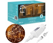 KURTYNA LAMPKI ZEWNĘTRZNE ŚWIĄTECZNE SOPLE 500LED 22,5m FLASH CIEPŁY BIAŁY 