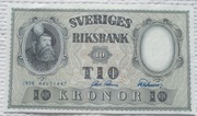 Szwecja Król Gustaw I Waza SEK 10 koron 1958 P# 43f Rzadkie Ładny stan!