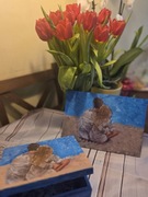 Prezent na Walentynki.  Obraz decoupage plus drewniana szkatułka 