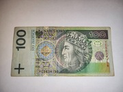 Banknot 100zł seria YC zastępcza testowa próbna