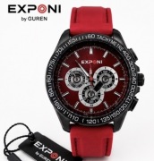 Zegarek Męski EXPONI Sportowy Czerwony Analogowy Fashion