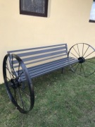 Ławka ogrodowa, metalowa, na kołach, loft 