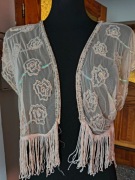 Bolerko pareo narzutka ecru z koralikami cekinami atmosphere r.38