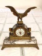 Zegar mosiężny kominkowy, z mosiądzu, orzeł vintage  retro , PRL