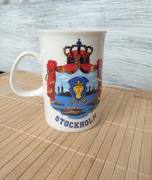 Kolekcjonerski kubek Sztokholm lat 90 złocenia Allan Flink ceramika Sweden