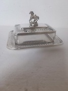 Antyk srebro wieden bonbonierka figuralna kon 