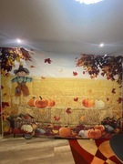 jesienne tło do zdjęć pan strach dynie siano liście klonu 