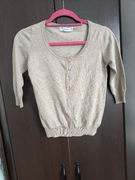 Sweter ZARA piaskowy r. M rozpinany rękaw 3/4 okrągły dekolt