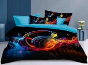 Pościel młodzieżowa słuchawki bawełna satynowa 160x200 +2 poduszki 