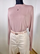 Golf bluzka cienka 48 4xl xxxxl pudrowy róż damska gładka Basic wiskoza