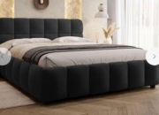 Łozko tapicerowane do sypialni czarny welur nowe