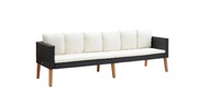 3-osobowa sofa ogrodowa z poduszkami, rattan PE, czarny