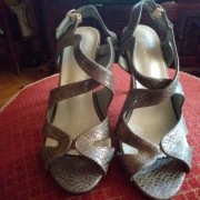 SERGIO LEONE Eleganckie, szare sandałki na szpilce 37