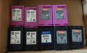 9 szt zużytych kadridży tuszy HP 652 activejet