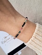 Bransoletka z kamieni czarnego turmalinu rodonitu jaspisu dalmatyńskiego