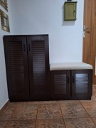 Szafka na buty Løten z ławką 120x36x97cm czarna [en.casa]