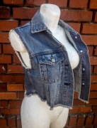 Kamizelka kurta jeans bezrękawnik dżinsowy koronka