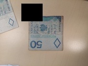 Banknot 50zł 50PLN połowa pół 