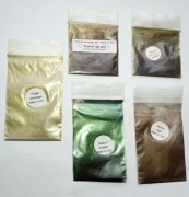 Cień mineralny ZIELONY ZŁOTY zestaw 7 sztuk SAMPLE próbki 