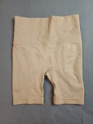 legginsy getry beżowe prążek sportowe, spodenki na siłownię, XS