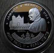 moneta srebrna 10 Franków 2007 Papież Jan Paweł pielgrzym JAMAJK MEKSYK USA