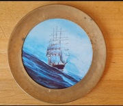 Obrazek miedziana ramka ceramika 