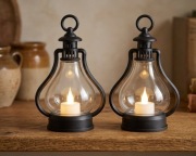 Dwa Lampiony LED Latarenki wysokość 16,5 cm