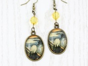 Native Bloom kolczyki Krzyk wiszące vintage retro obraz Munch NA100