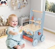 DREWNIANY CHODZIK Z CENTRUM AKTYWNOŚCI – 2w1 Stół i Pomoc w Nauce Chodzenia