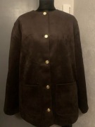 H&M kurtka marynarka wdzianko narzutka oversize eco zamsz czekoladowa