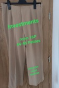 Bezowe eleganckie damskie spodnie Investments rozm 16P (44-46)