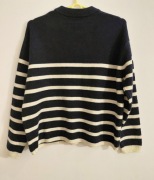 Sweter granatowo beżowy roz.S/M wymiary opis firmy Zara