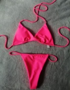 Różowy neonowy kostium kąpielowy bikini stringi sm