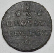 Monety S.A.P. 1/2 grosza 1768 ,,G" oraz 1 grosz 1814 IB- Polska 