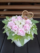 Stroik Serce na grób walentynki różowe na cmentarz 