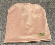 Czapka welur pudrowy róż uni