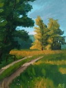 Obraz olejny pejzaż miniatura