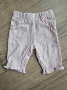 Next spodnie niemowlęce pudrowy róż falbanki kieszenie kropki groszki 62