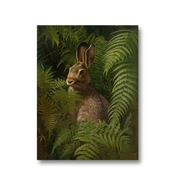 Cisza w paprociach - Plakat z Zającem w stylu vintage 40x50cm