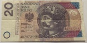 Banknot 20 zł  2016 rok unikat AU 7972164