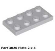 LEGO płytka / plate 3020 2x4 light bluish gray - 10 szt. używ. 