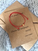 Czerwona  bransoletka szczęścia serce złote damska