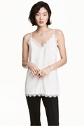 H&M podkoszulek koronka bieliźniany koronkowy top biały długi boho y2k slip