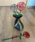 Wazon serce z 3 różyczkami 3 D