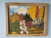 Obraz jesień, akryl na płótnie, 30x24 cm, ręcznie malowany 