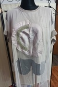 Tunika top z siatką model oversize zegar