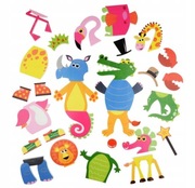 Wodne naklejki zwierzaki do zabawy w wannie + torba Zwierzęta piankowe