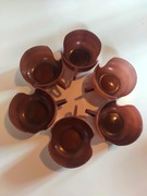 6x retro PRL brązowe koszyczki uchwyty na szklanki